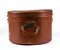 Vintage Brown Leather Hatbox, 1940s 1