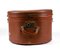 Vintage Brown Leather Hatbox, 1940s, Image 1