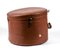 Vintage Brown Leather Hatbox, 1940s 2