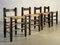 Chaises en Bois et Paille par Charles Dudouyt, France, 1950s, Set de 4 1