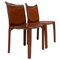 Cab Leather Dining Chairs by Mario Bellini Brown for Cassina, 1970s, Set of 2 1