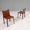 Cab Leather Dining Chairs by Mario Bellini Brown for Cassina, 1970s, Set of 2 4