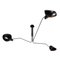 Black Enamelled 3 Arms Ceiling Light by Serge Mouille 1