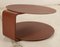 Table Basse Ronde Vintage en Bois et Verre Rouge 3