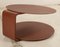 Vintage Wood and Red Glass Round Coffee Table 3