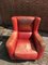 Vintage Italian Red Bull Leather Bergere Armchair, 1970s, Image 15