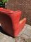 Vintage Italian Red Bull Leather Bergere Armchair, 1970s 2
