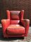 Vintage Italian Red Bull Leather Bergere Armchair, 1970s 4