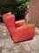 Vintage Italian Red Bull Leather Bergere Armchair, 1970s 10