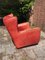 Vintage Italian Red Bull Leather Bergere Armchair, 1970s, Immagine 10
