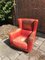 Vintage Italian Red Bull Leather Bergere Armchair, 1970s, Image 14