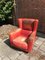 Vintage Italian Red Bull Leather Bergere Armchair, 1970s, Immagine 14