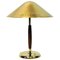 Swedish Brass and Elm Table Lamp by Harald Notini for Böhlmarks, 1940s 1