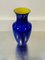 Murano Glass Flower Vase in Cobalt Blue with Yellow Interior by Gino Cenedese for Cenedese Murano, 1980s, Image 4