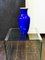 Murano Glass Flower Vase in Cobalt Blue with Yellow Interior by Gino Cenedese for Cenedese Murano, 1980s 2