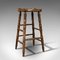 Antique English Beech & Ash Stool, 1900s 1