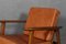 Model 233 Lounge Chairs in Cognac Aniline Leather by Hans J. Wegner for Getama, Set of 2, Image 5