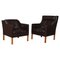 Model 2431 + 2421 Lounge Chairs in Brown Leather by Børge Mogensen for Fredericia, Set of 2 1