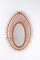 French Oval Rattan Wall Mirror, 1960s 1