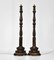 Large Carved Oak Standard Lamps, Set of 2 1