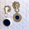 Natural Lapis Lazuli Disc & White Hand Enameled Sterling Silver Dangle Earrings from Berca 5