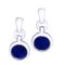 Natural Lapis Lazuli Disc & White Hand Enameled Sterling Silver Dangle Earrings from Berca 1