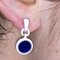 Natural Lapis Lazuli Disc & White Hand Enameled Sterling Silver Dangle Earrings from Berca 9