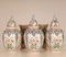 Antique Dutch Chinoiserie Delftware Garniture of Vases in Multicolored Tinglazed Pottery, 19th Century, Set of 5 19