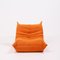 Poltrona Togo arancione con poggiapiedi di Michel Ducaroy per Ligne Roset, set di 2, Immagine 4