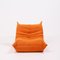 Togo Cadmium Orange Lounge Chair and Footstool by Michel Ducaroy for Ligne Roset, Set of 2, Imagen 4