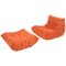 Togo Cadmium Orange Lounge Chair and Footstool by Michel Ducaroy for Ligne Roset, Set of 2, Image 1