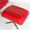 Mid-Century Pieff Gamma Red Leather Tubular Chrome Swivel Chair with Footstool, Set of 2, Immagine 7