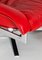 Mid-Century Pieff Gamma Red Leather Tubular Chrome Swivel Chair with Footstool, Set of 2, Imagen 6