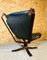 Vintage Danish Leather High Back Chair & Stool by Sigurd Resell 5