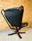 Vintage Danish Leather High Back Chair & Stool by Sigurd Resell, Image 5