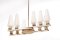 Vintage Brass Ceiling Lamp with Ten White Opal Glass Shades, Image 2