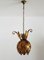 Mid-Century Italian Gilt Metal Pendant Lamp with Leaves from Hans Kögl, 1960s 2