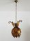 Mid-Century Italian Gilt Metal Pendant Lamp with Leaves from Hans Kögl, 1960s, Image 2