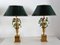 Mid-Century French Table Lamps with Metal Flowers and Green Glass by Maison Charles, 1970s, Set of 2 7