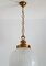 Mid-Century Italian Murano Glass Globe Pendant Lamp with Brass Details, Imagen 7