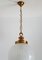 Mid-Century Italian Murano Glass Globe Pendant Lamp with Brass Details, Immagine 7