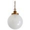 Mid-Century Italian Murano Glass Globe Pendant Lamp with Brass Details, Image 1