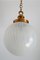 Mid-Century Italian Murano Glass Globe Pendant Lamp with Brass Details 3
