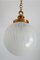 Mid-Century Italian Murano Glass Globe Pendant Lamp with Brass Details, Image 3