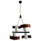 Mid-Century Modern Italian Teak and Glass Chandelier, 1960s, Imagen 1