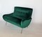 Mid-Century Italian Sofa or Settee in Green Velvet with Brass Tips, 1950s 15