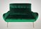 Mid-Century Italian Sofa or Settee in Green Velvet with Brass Tips, 1950s, Image 16