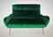 Mid-Century Italian Sofa or Settee in Green Velvet with Brass Tips, 1950s, Immagine 16