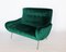 Mid-Century Italian Sofa or Settee in Green Velvet with Brass Tips, 1950s, Immagine 2