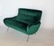 Mid-Century Italian Sofa or Settee in Green Velvet with Brass Tips, 1950s, Image 7